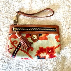 Spartina Wristlet Bag Linen & Leather
